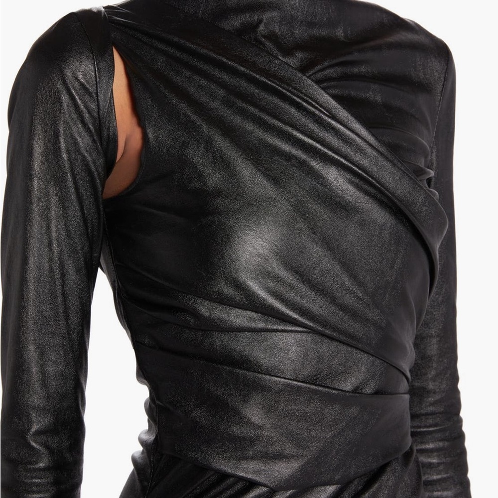 Tom Ford Ruched sleeve Faux Leather Dress NWT - Picture 3 of 4